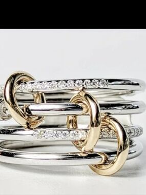 Macy's 18 carat gold and stainless steel ring